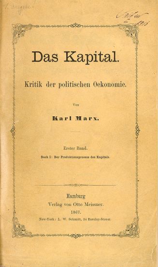 Portada de uno de los primeros libros (en alemán) de El Capital. 